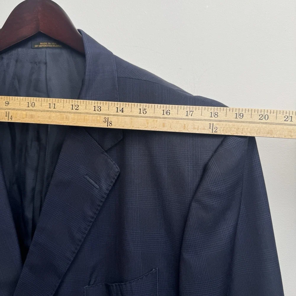 Jos. A. Bank Reserve Coat Men's 42R Navy Prince Of Wales Plaid Made In USA Blaze